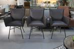 Eetkamerbank Vidar + 3 stoelen Sanne Jess Design leer Taupe, Huis en Inrichting, Gebruikt, Metaal, Ophalen