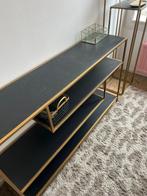 Sidetabel zwart met goud, Huis en Inrichting, Tafels | Sidetables, Ophalen, 100 tot 150 cm, Zo goed als nieuw, 25 tot 50 cm