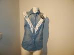 Liu Jo nieuwe jeans blouse top witte sier band drukkers I42, Liu Jo, Nieuw, Verzenden, Blauw