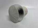 Vintage plafondlamp geribbeld helder glas met witte vlakken, Ophalen of Verzenden, Gebruikt, Glas, Vintage