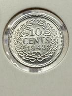 10 cent 1943 EP unc/fdc, Zilver, Ophalen of Verzenden, 10 cent, Koningin Wilhelmina