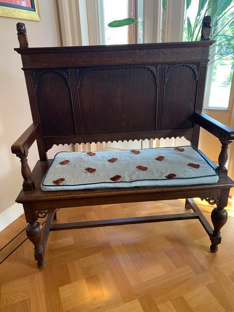 Antiek houten bankje, Antiek en Kunst, Ophalen of Verzenden