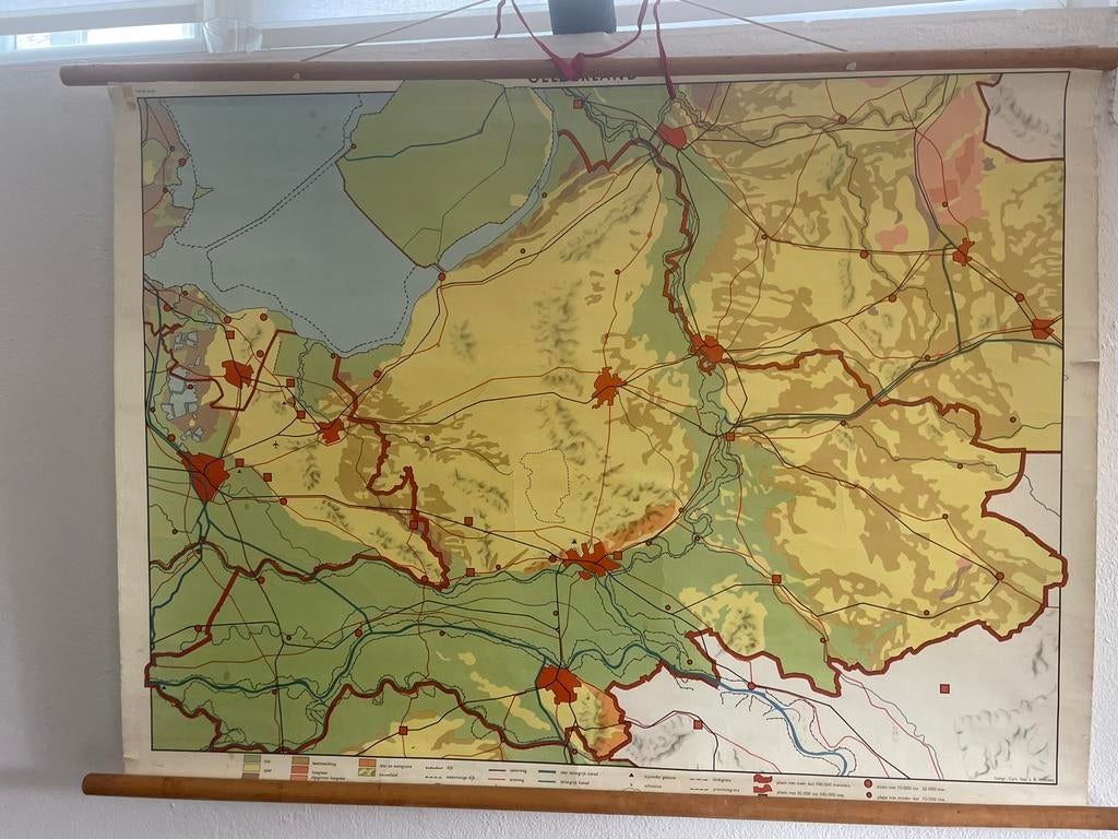 Oude schoolkaart Gelderland - IJsselmeer zonder Flevoland, Boeken, Gelezen, Ophalen of Verzenden, Landkaart, 1800 tot 2000