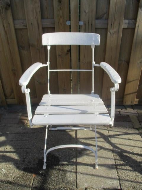 Tuinstoel, met ijzeren onderstel (nr. 4), Ophalen, Aluminium