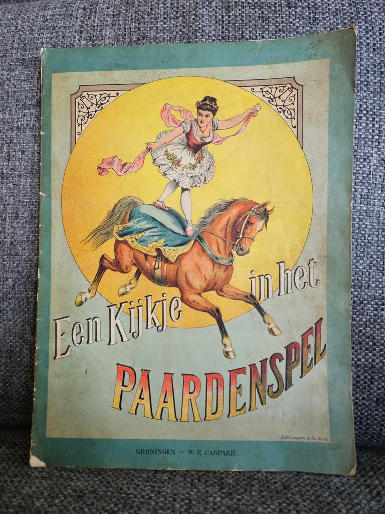 Zeldzaam Prentenboek: Een Kijkje in 't Paardenspel (1880), Verzenden, Gelezen, Prentenboek