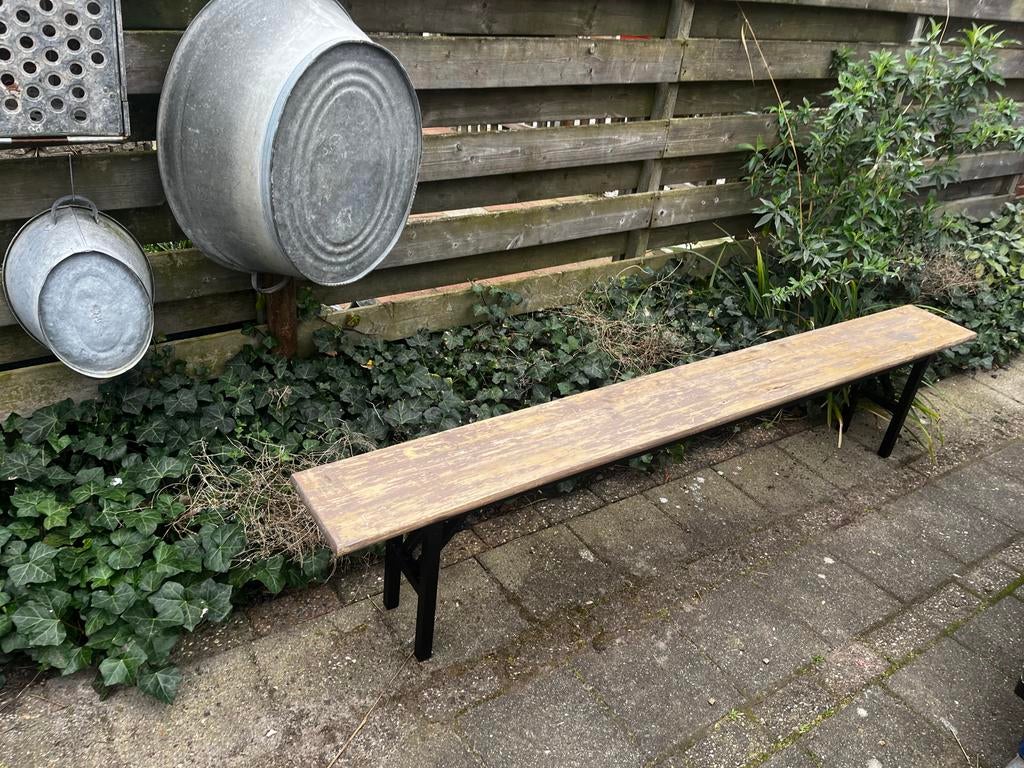 Bierbankje met patine, Huis en Inrichting, Stoelen, Ophalen, Gebruikt, Overige kleuren, Eén