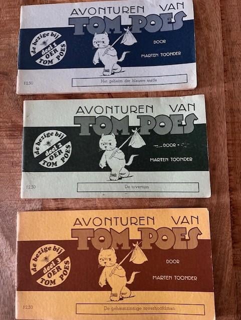 3x Avonturen van Tom Poes door Marten Toonder, Meerdere stripboeken, Verzenden, Gelezen