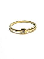 14k gouden ring met een zirkonia, -, -, Ophalen of Verzenden, Dame