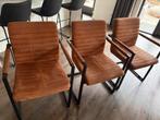 6 Stuks eetkamerstoelen, Huis en Inrichting, Stoelen, Ophalen, Bruin, Leer, Zo goed als nieuw