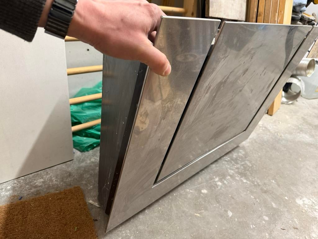 90cm brede afzuigkap aeg schuine wandafzuigkap, Ophalen, Gebruikt, 600 tot 800 m³ per uur, Wandschouwkap