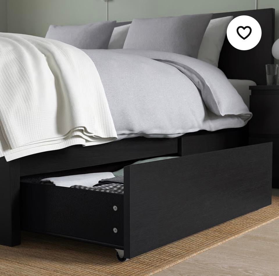 Ikea Malm bedlades zwartbruin, Huis en Inrichting, Slaapkamer | Bedden, Zwart, Tweepersoons, Ophalen of Verzenden, Zo goed als nieuw