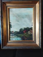 Landschapsschilderij H. van de Kraats met Brug en, Antiek en Kunst, Kunst | Schilderijen | Klassiek, Verzenden