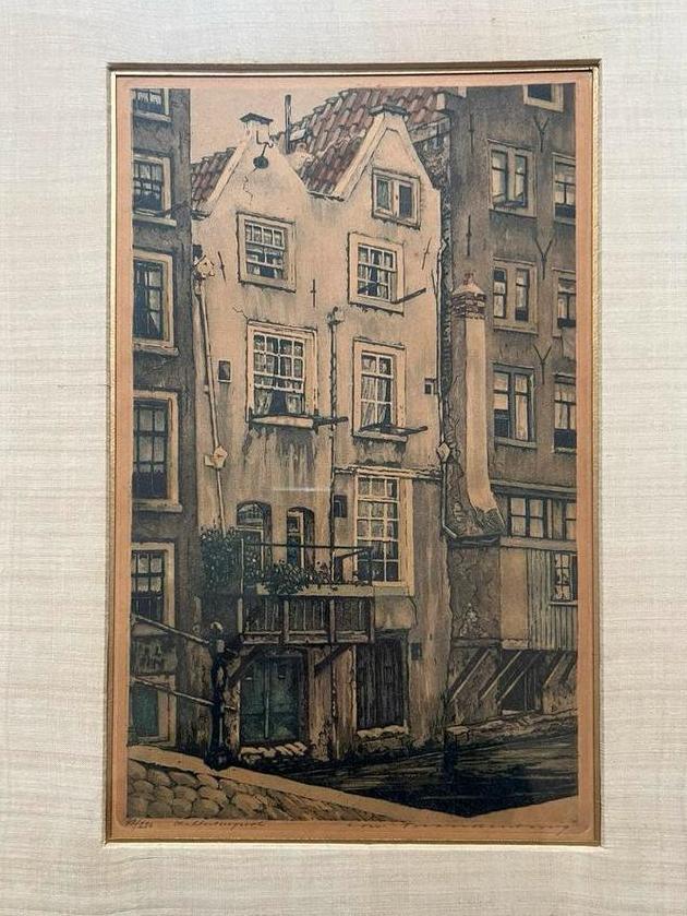 Cornelis Brandenburg ets Amsterdam - gesigneerd, Antiek en Kunst, Kunst | Etsen en Gravures, Ophalen of Verzenden