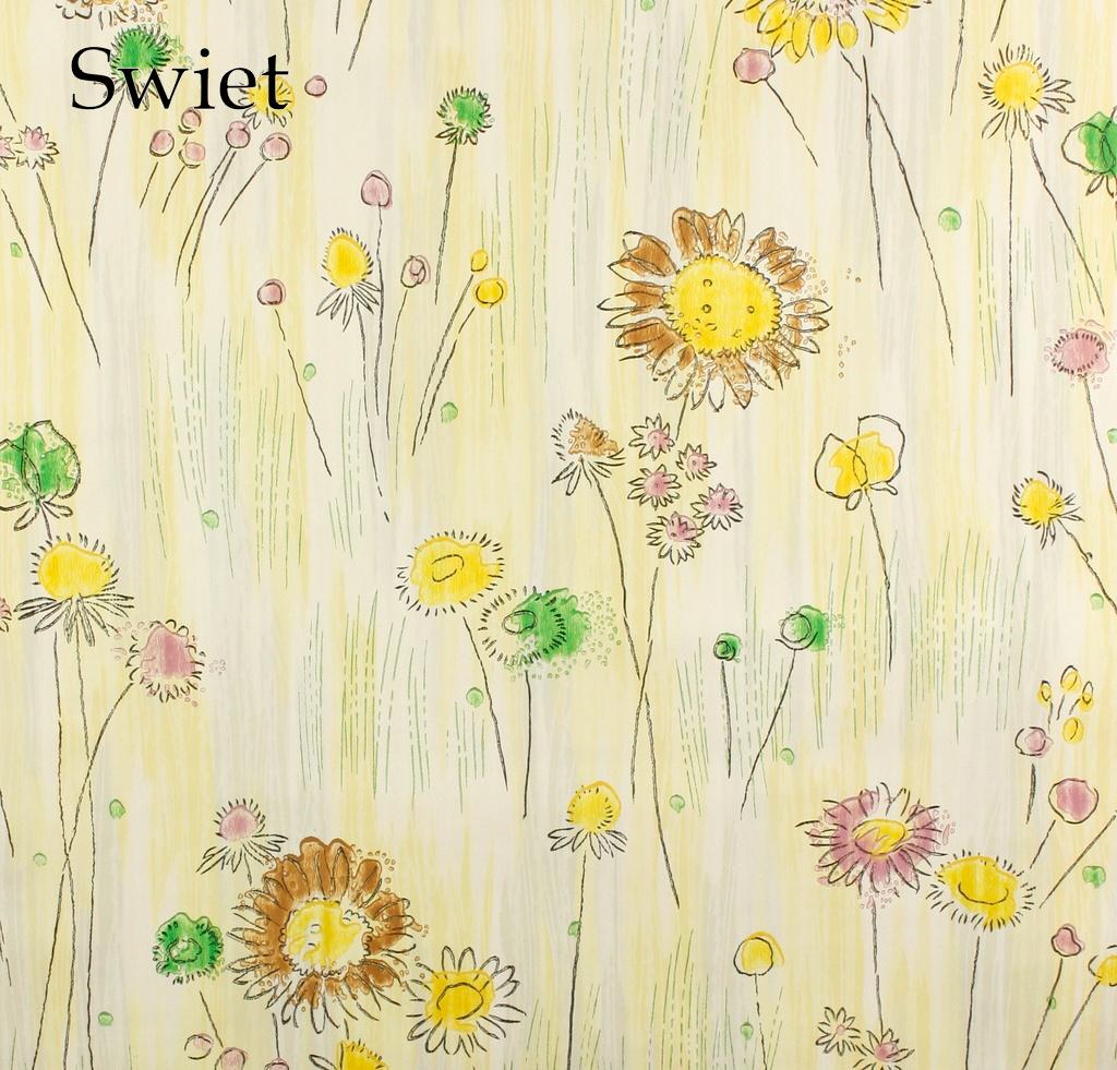 5603 Vintage bloemen behang handgeschilderd 50s  swiet, Verzenden, Minder dan 10 m², Bruin