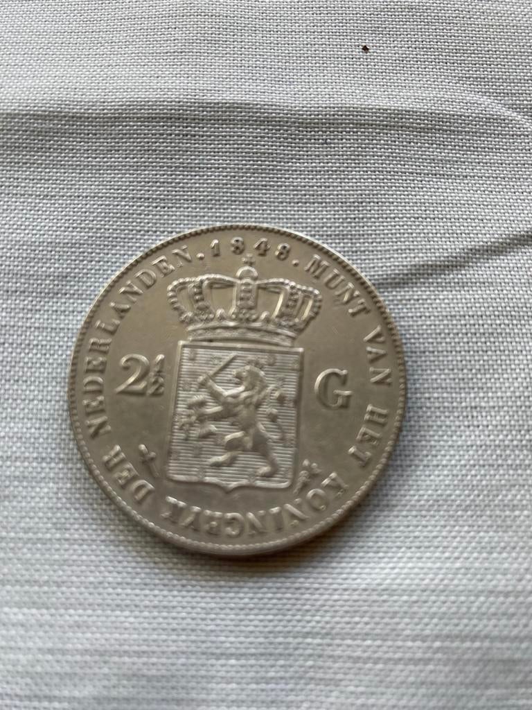 Zilveren munt Willem II 1848 - 2½ Gulden, Postzegels en Munten, Munten | Nederland, Zilver, Ophalen of Verzenden, Losse munt, 2½ gulden