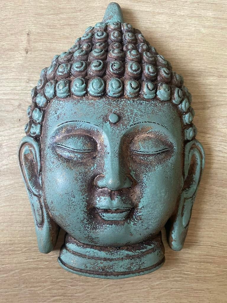 Prachtige turquoise boeddha buddha wanddecoratie Ibiza, Ophalen of Verzenden, Zo goed als nieuw