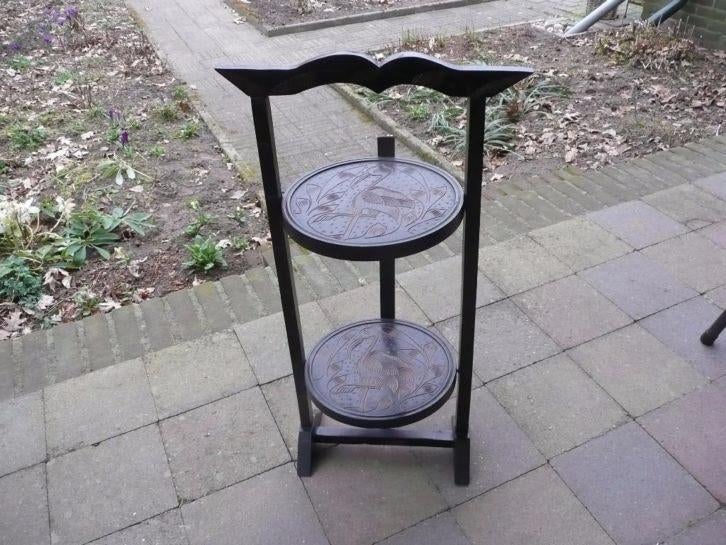 Vintage CAKESTAND / High Tea ETAGIÈRE ~ Inklapbaar H 66 cm., Ophalen of Verzenden