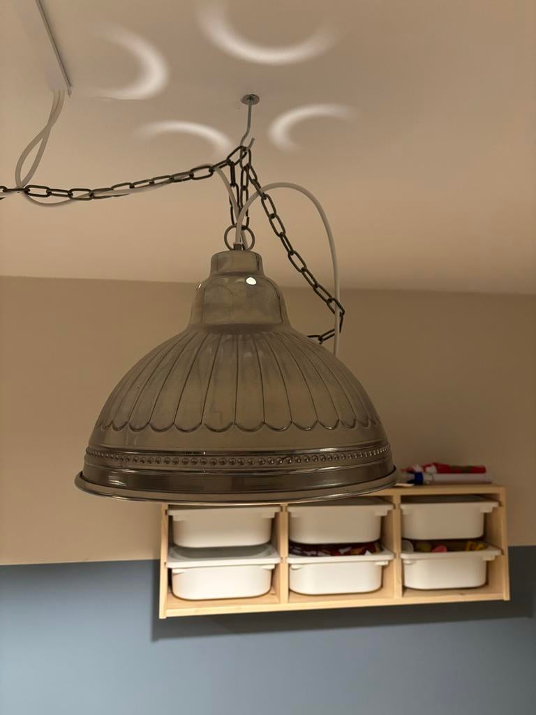 Set van 2 metalen hanglampen, Huis en Inrichting, Ophalen, Gebruikt, Metaal, Minder dan 50 cm