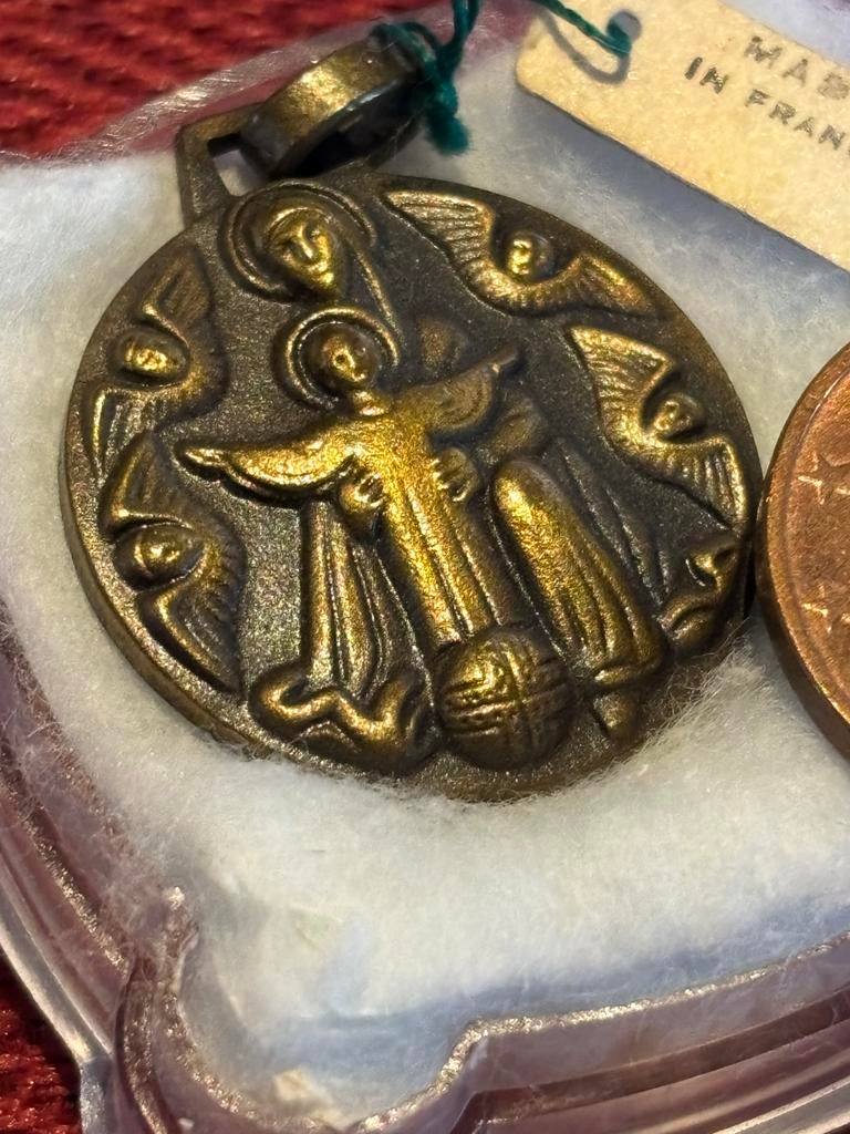 Bronzen Religieuze Medaille - Made in France, Antiek en Kunst, Ophalen of Verzenden, Brons
