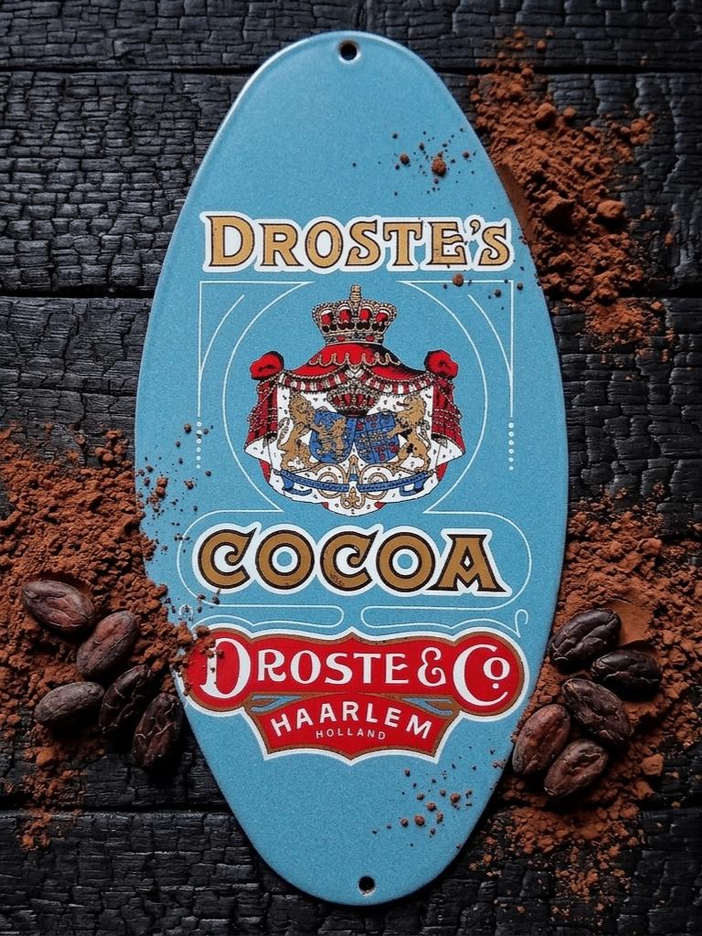 Emaille Wapenschild DROSTE Cacao Haarlem Reclamebord Vintage, Verzenden, Gebruikt, Reclamebord