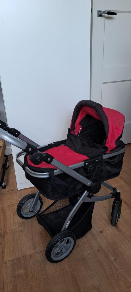 Poppenwagen roze en zwart, Ophalen, Jongen of Meisje