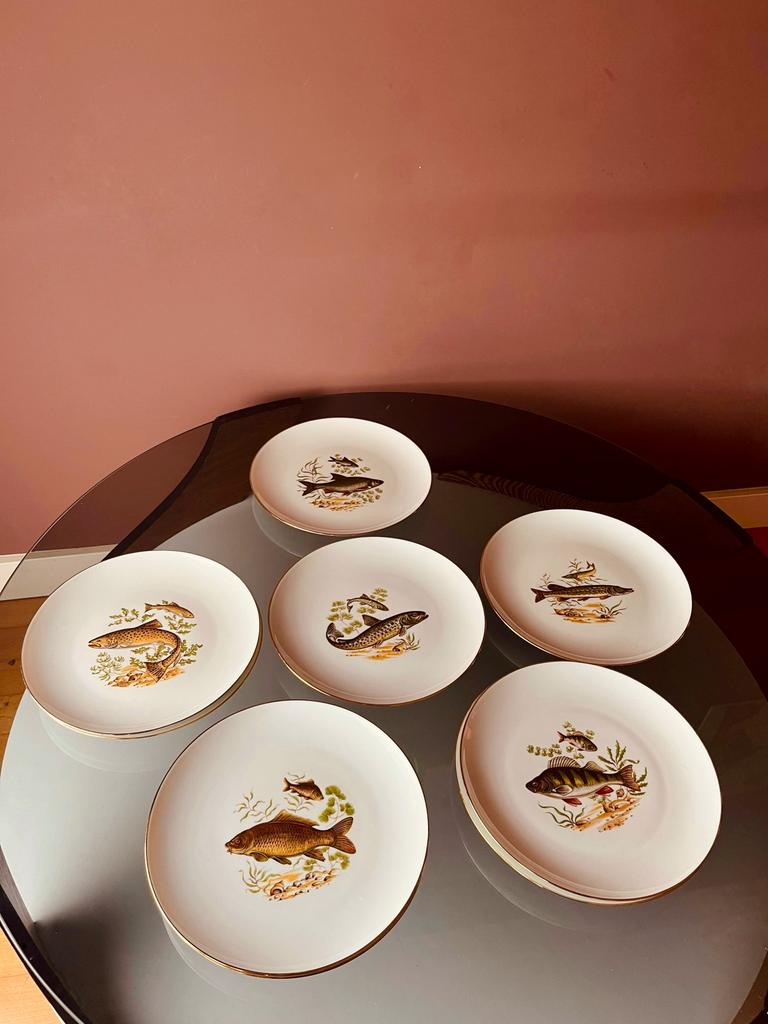 SET VAN 6 LIMOGES VISBORDEN, Antiek en Kunst, Ophalen of Verzenden