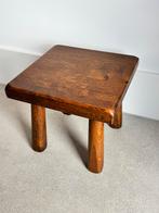 Vintage Brutalist Krukje / Bijzettafel - Massief Eiken, Antiek en Kunst, Ophalen of Verzenden