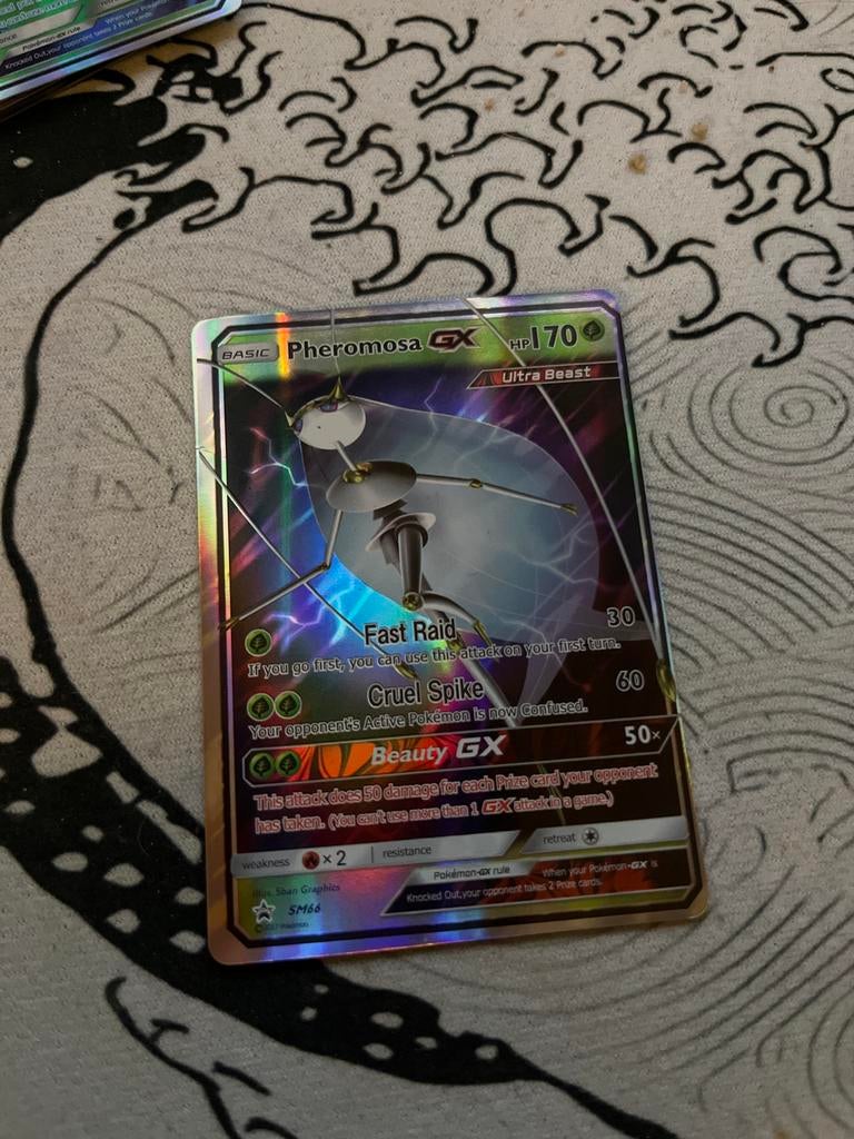 Pheromosa GX Pokémon Kaart - Ultra Beast SM66 Foil, Ophalen of Verzenden, Zo goed als nieuw, Losse kaart, Foil