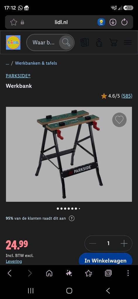 Parkside Werkbank - Nieuw in doos, Ophalen