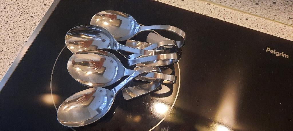 6 amuselepels, Ophalen of Verzenden, Zo goed als nieuw, Rvs of Chroom, Vaatwasserbestendig