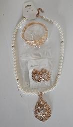 Opruiming:Nieuwe Gouden Sieradenset met Parels en Kristallen, Sieraden, Tassen en Uiterlijk, Kettingen, Met kristal, Overige materialen