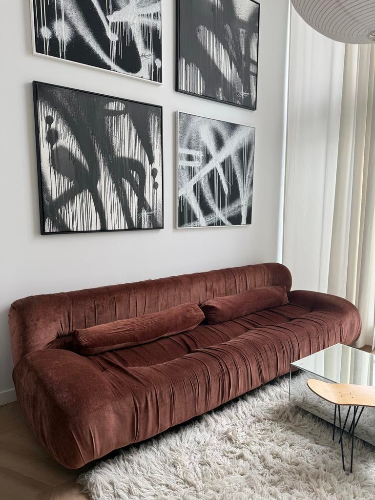 HK Living 5-zitsbank - luxe - design -Roestkleur - Roodbruin, Huis en Inrichting, Banken | Bankstellen, Ophalen, 250 tot 300 cm