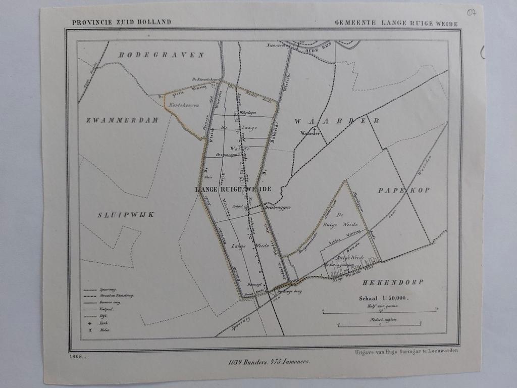 87 / Lange Ruige Weide Waarder Litho uit 1868 van J. Kuyper, Ophalen of Verzenden