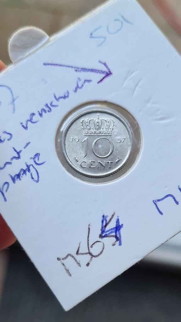 Kwaliteit 10 cent 1957, Ophalen of Verzenden, Koningin Juliana, 10 cent, Losse munt