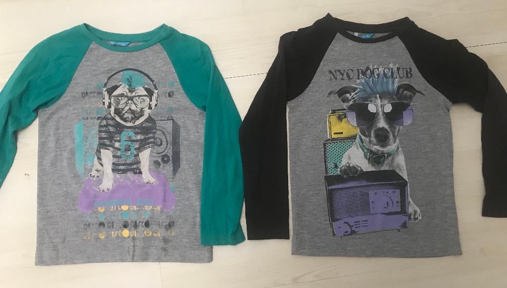 2 HEMA shirts longsleeve grijs stoere honden maat 110-116, Kinderen en Baby's, Kinderkleding | Maat 110, Nieuw, Ophalen of Verzenden