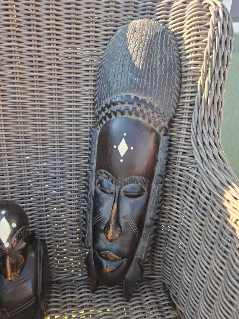 Handgesneden Afrikaans masker en beeldjes, Antiek en Kunst, Ophalen of Verzenden