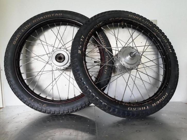 Puch Maxi nostalgie wielenset maroon-bruin, Fietsen en Brommers, Brommeronderdelen | Puch, Gebruikt, Ophalen