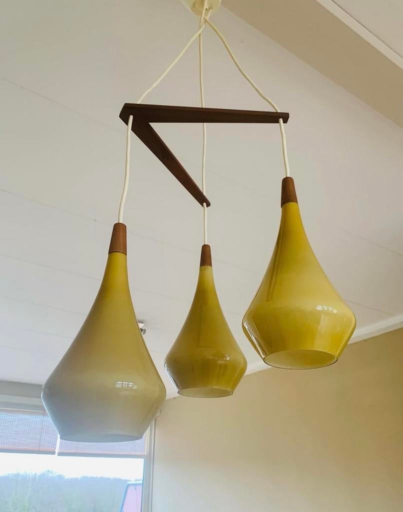 Vintage Holmegaard hanglamp Denemarken, Huis en Inrichting, Ophalen, Zo goed als nieuw, Glas, 75 cm of meer