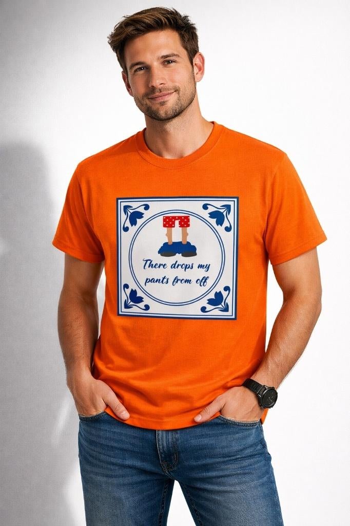 Partij oranje t-shirts heren met slogan 509 stuks koningsdag