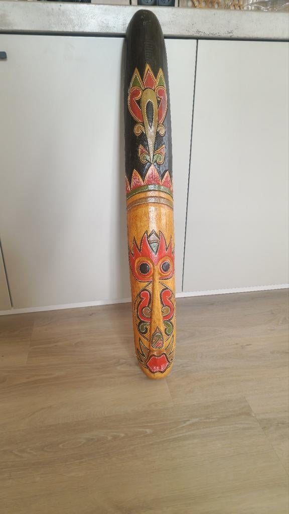 Groot houten wandmasker (98cm) - prachtige Blikvanger!, Ophalen, Zo goed als nieuw, Melodische percussie