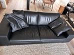 Zwart leren Leolux/Pode bankstel, Ophalen, Gebruikt, Rechte bank, Leer