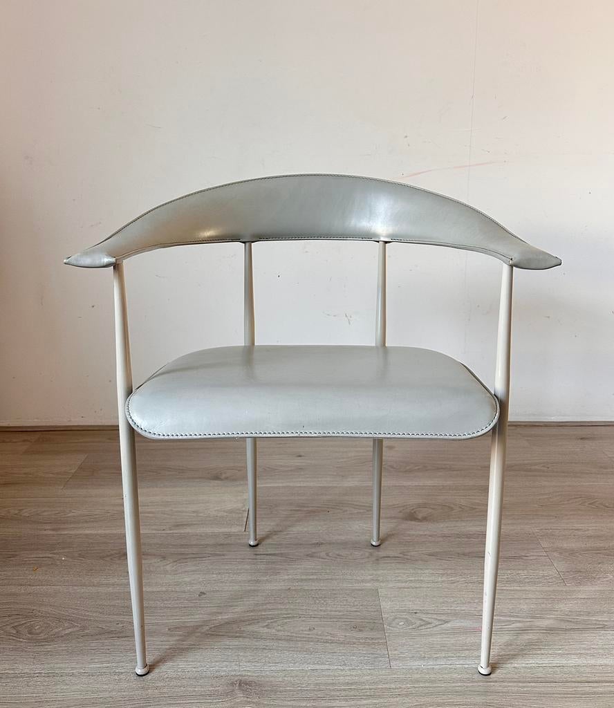 4 Fasem P40 leren design stoelen, Huis en Inrichting, Ophalen, Grijs, Leer, Vier