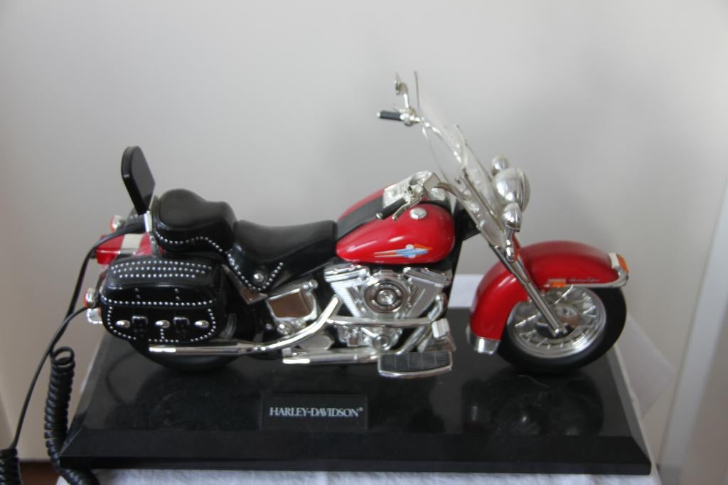 miniatuur motor Harley Davidson met analoge  telefoon, Ophalen of Verzenden