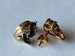 Gouden oorbellen Saffier en Diamant, Verzenden, Zo goed als nieuw, Met edelsteen, Knopjes of Stekers