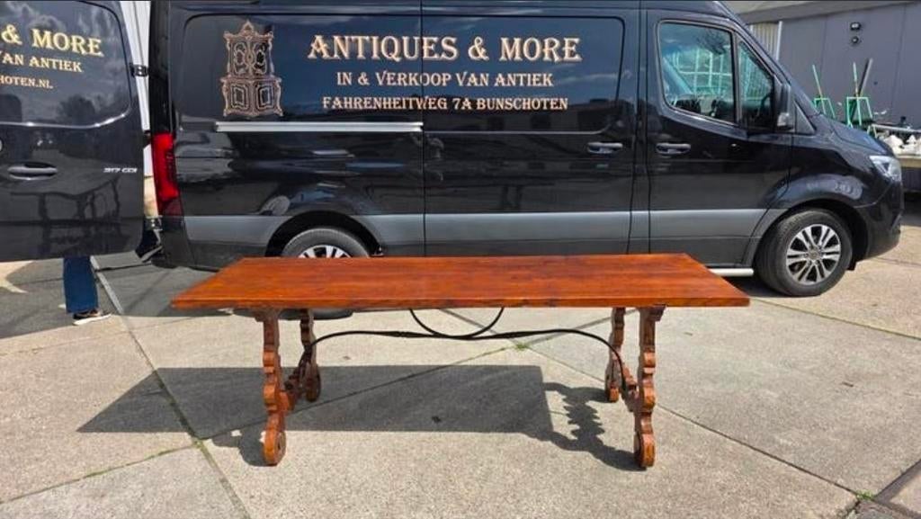 Antieke Spaanse eettafel 230 cm, Ophalen of Verzenden