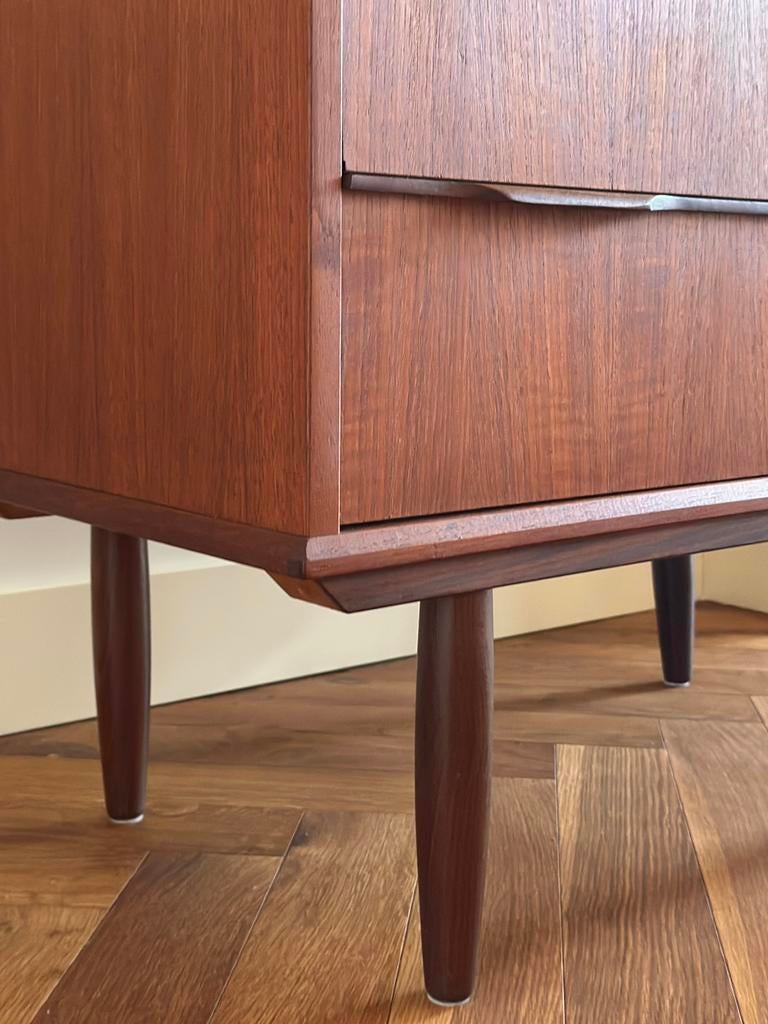 Vintage ladekast teak hout jaren 50/60 Deens Scandinavisch, Ophalen, Gebruikt, Teakhout, 50 tot 100 cm