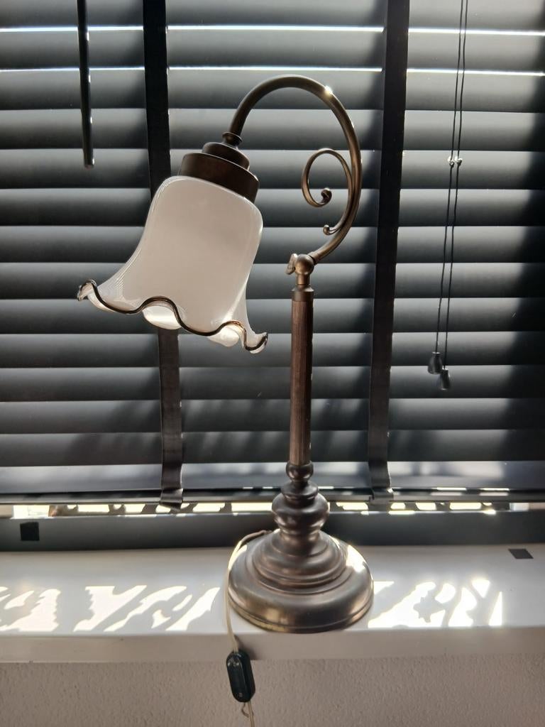 Mooie vintage schemerlamp met glazen kelk, Ophalen