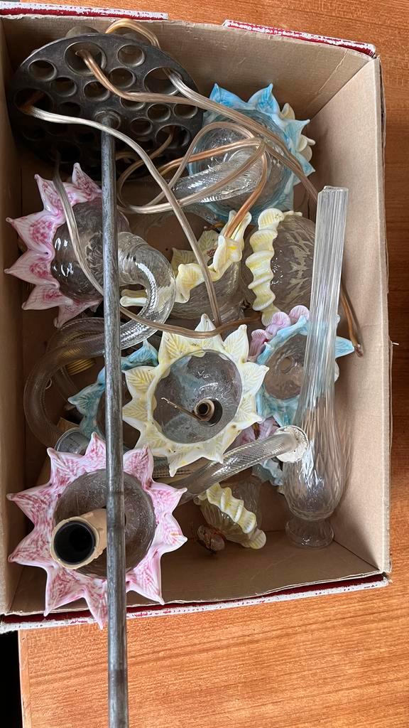 Vintage Murano Glas Kroonluchter Onderdelen - Diverse Kleure, Antiek en Kunst, Antiek | Lampen, Ophalen