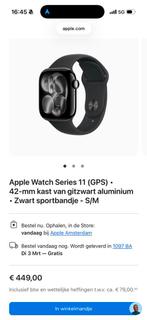 Apple Watch Series 11 42mm Jet Black Nieuw + Garantie, Ophalen, Nieuw, Zwart, IOS