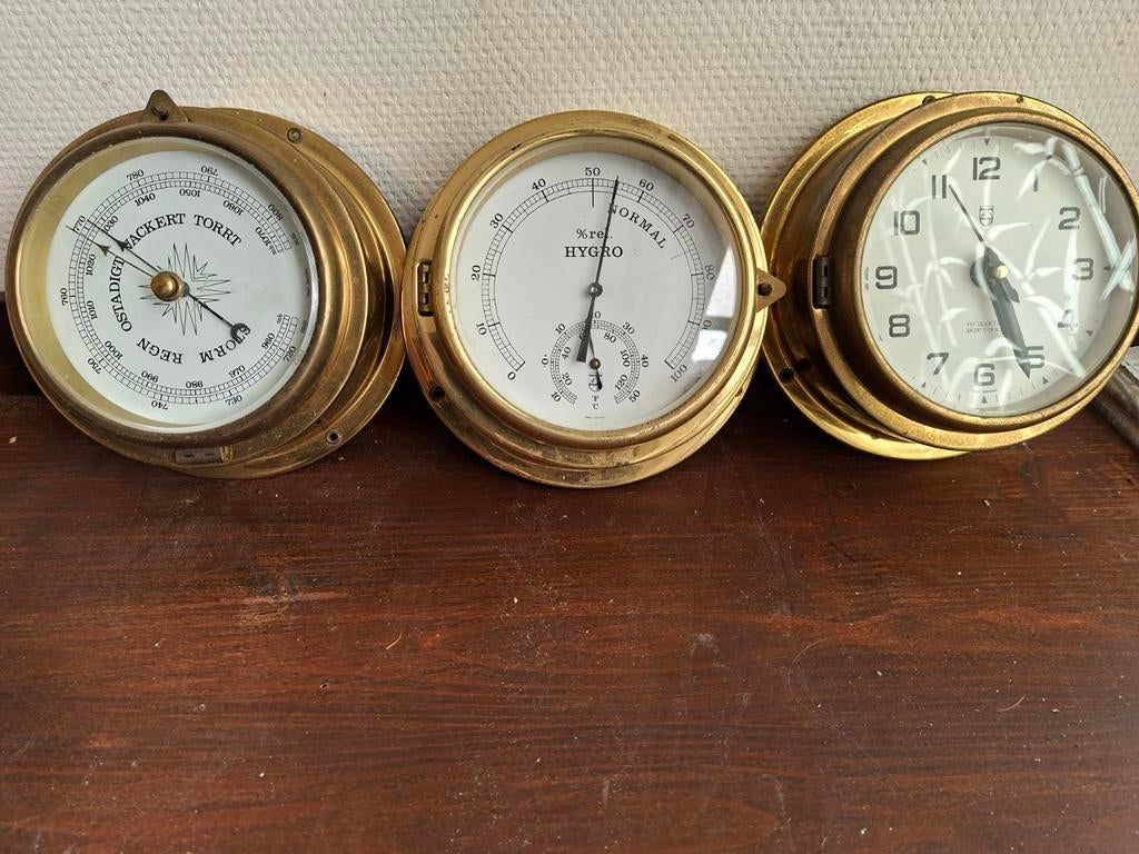 Vintage Philips scheepsklokken set (barometer, hygrometer, k, Ophalen of Verzenden